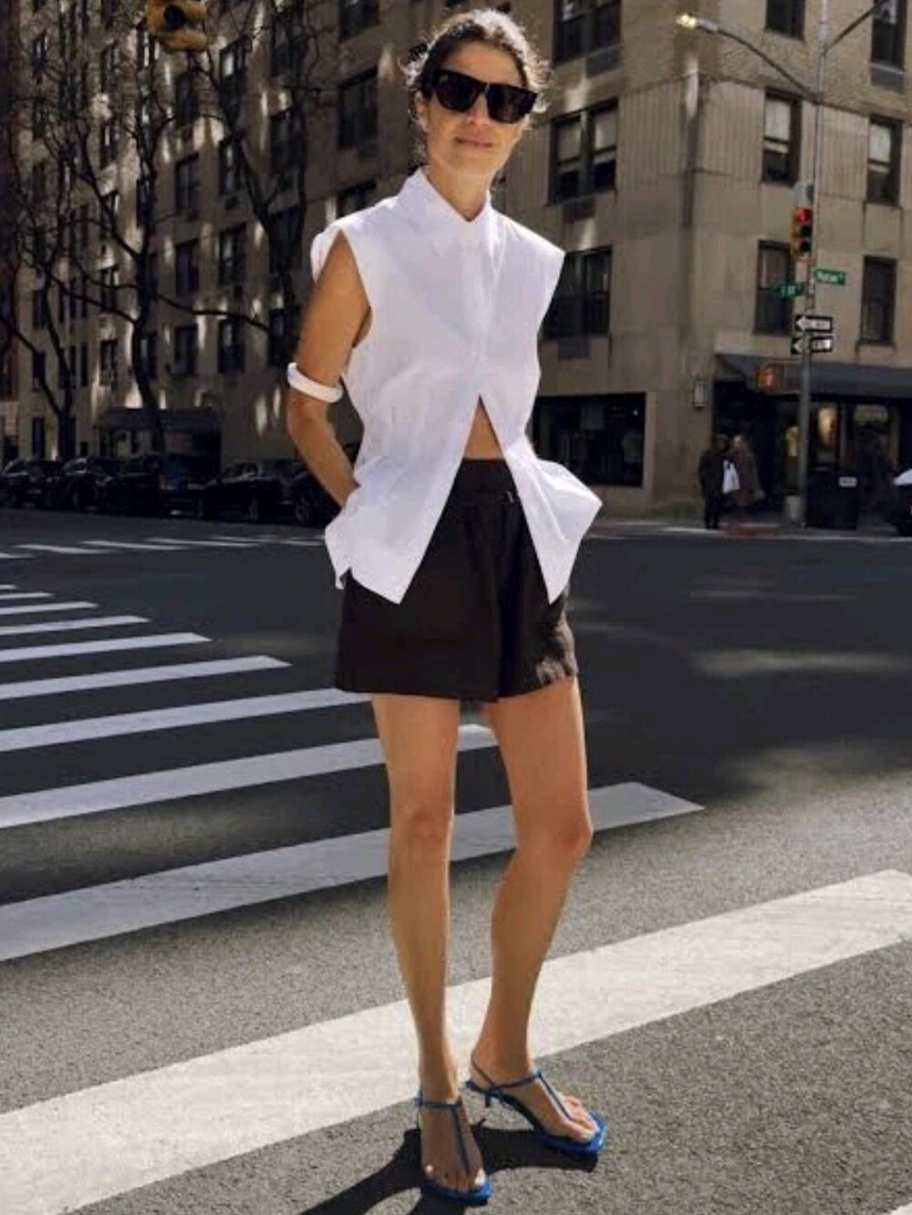 ZARA COLLECTION PLEATED SLEEVELESS SHIRT in RED NWT Med-crew-aritzia